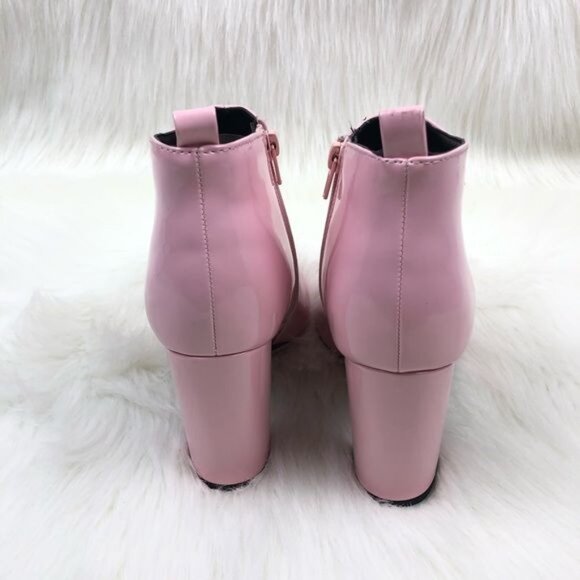 New Women's Qupid Signal Block Heel Low Pointed Toe Ankle Bootie Baby Pink - Picture 11 of 11